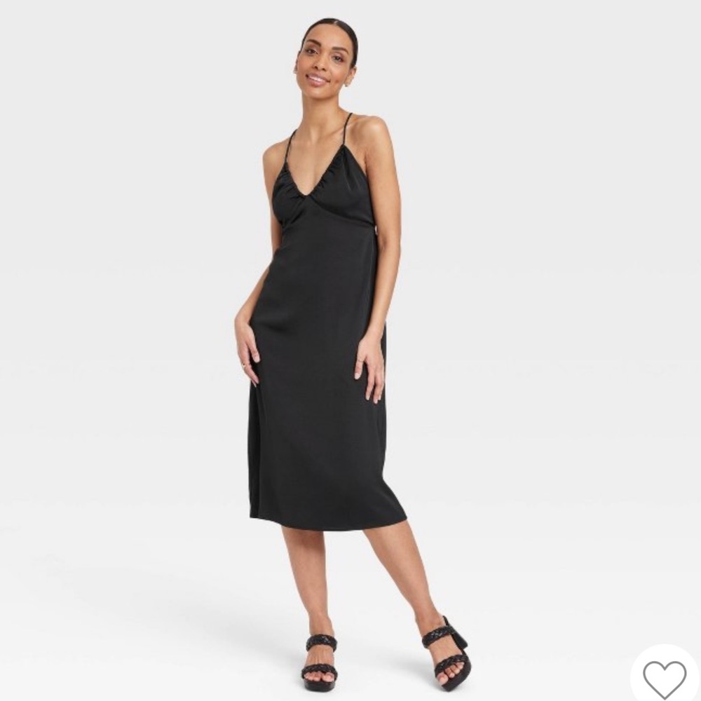 🔥Sale🔥 90s Minimal Black Slip Dress with cutout